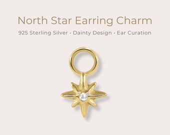 North Star Earring Charm • Sterling Silver | Attach To Hoop Earrings | Helix, Tragus, Rook, Vertical Helix | Curated Ear Styling