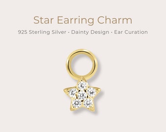 Mini Star Earring Charm • Sterling Silver | Attach To Hoop Earrings | Helix, Tragus, Rook, Vertical Helix | Curated Ear Styling