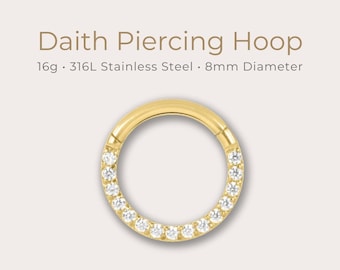 Eternity Crystal Daith Hoop | 16g | 316L Surgical Stainless Steel | Waterproof & Tarnish Free