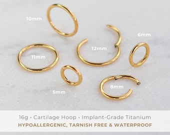 16g Cartilage Piercing Hoop | Certified ASTM F136 Titanium | Hypoallergenic, Waterproof, Nickel Free