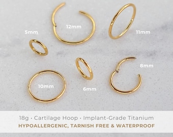 IMPLANT-GRADE • 18g Cartilage Piercing Hoop | ASTM F136 Titanium | Hypoallergenic, Waterproof & Tarnish Free