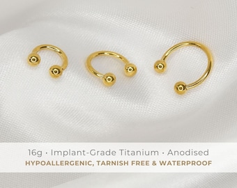 IMPLANT GRADE • 16g Circular Barbell | ASTM F136 Titanium | 6mm/8mm/10mm | Internally Threaded | Hypoallergenic & Tarnish Free | Qty:1