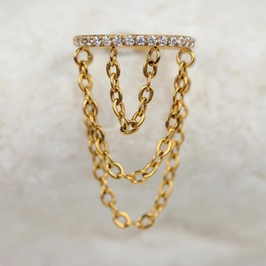 CALLISTA • Layered Chain Conch Hoop | 16g | ASTM F136 Titanium | Hinged Conch Helix Clicker | Hypoallergenic, Waterproof & Tarnish Free