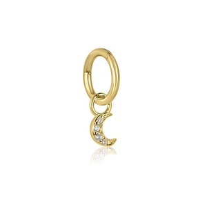 Moon Rook Piercing Hoop | 16g | 6mm Inner Diameter | Rook, Tragus, Helix | Hinged Cartilage Clicker | Curated Ear Jewellery | Qty:1