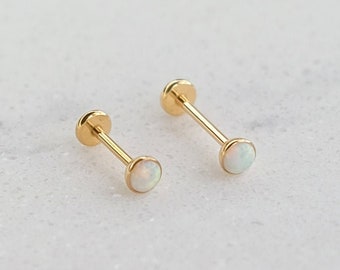 Threadless Dainty Opal Labret • 20g | Certified ASTM F136 Titanium | Hypoallergenic, Waterproof, Nickel Free | Internally Threaded