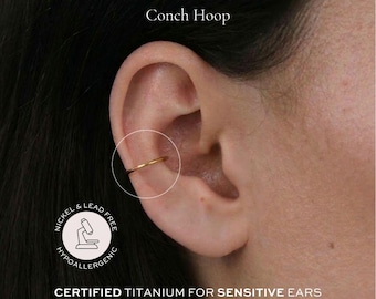 11mm Conch Hoop | 16g | Certified Implant Grade ASTM F136 Titanium | Seamless Hinged Clicker | Hypoallergenic, Waterproof, Nickel Free