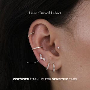 LIANA • Crystal Leaf Climber Threadless Labret | 16g | Certified ASTM F136 Titanium | Implant Grade,Hypoallergenic,Waterproof