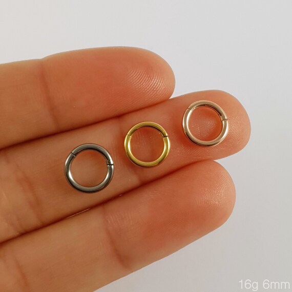16 G sans couture à Charnières SEGMENT Clicker Anneau Hoop Ear Lèvre Nez Septum Piercing