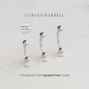 BRIGHT SILVER • Enkel, böjd skivstång | ASTM F136 titan | Implantatkvalitet | Invändigt gängad | Hypoallergen | Rook, Helix | Antal: 1
