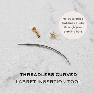 Strumento di inserimento labret curvo senza filettatura da 16 g / Acciaio inossidabile 316L / Adatta i labret in modo rapido e semplice / Accessorio per piercing