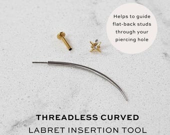 16g Curved Threadless Labret Insertion Tool | 316L Stainless Steel | Fit Labrets Quickly & Easily | Body Piercing Accessory