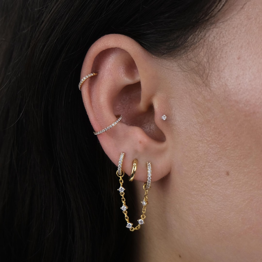 Crystal Chain Earring Charm • 925 Sterling Silver | Helix Chain ...