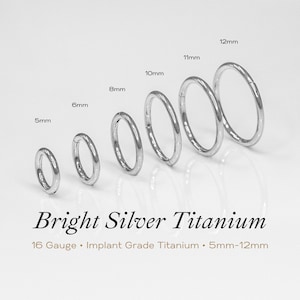 BRIGHT SILVER • 16g Cartilage Piercing Hoop | ASTM F136 Titanium | Unique & Exclusive | 5mm-12mm | Hypoallergenic, Waterproof, Tarnish Free