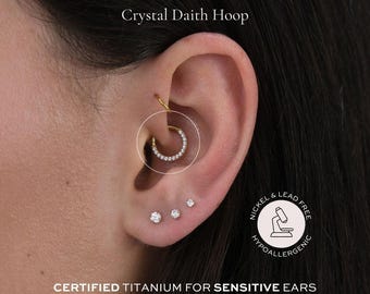 ANGEL • Eternity Crystal Daith Hoop | 16g | ASTM F136 Titanium | Waterproof & Tarnish Free