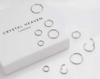 BRIGHT SILVER • 16g/18g Cartilage Piercing Hoop | ASTM F136 Titanium | Unique & Exclusive | Hypoallergenic, Waterproof, Tarnish Free