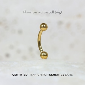 Plain Curved Barbell | 16g | Certified ASTM F136 Titanium | 6mm/8mm/10mm | Hypoallergenic, Waterproof, Nickel Free | Internally Threaded