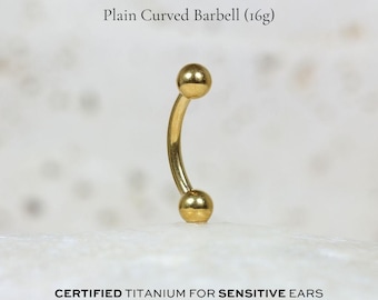 Plain Curved Barbell | 16g | Certified ASTM F136 Titanium | 6mm/8mm/10mm | Hypoallergenic, Waterproof, Nickel Free | Internally Threaded