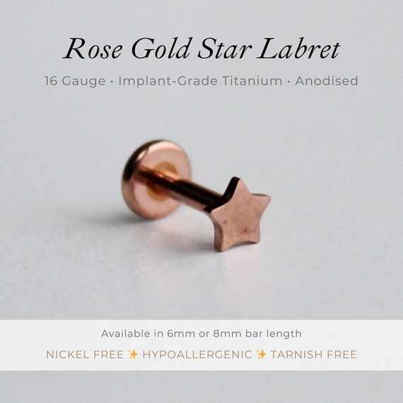Internally Threaded Small Star Implant Grade Titanium Labret Internally Threaded Small Star Implant Grade Titanium Labret