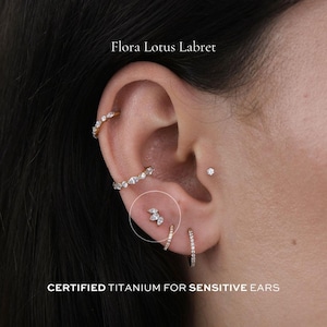 FLORA • Lotus Threadless Labret | 16g | Certified ASTM F136 Titanium | Hypoallergenic, Waterproof, Nickel Free