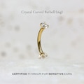 Crystal Curved Barbell | 16g | Certified ASTM F136 Titanium | Hypoallergenic, Waterproof, Nickel Free | Internally Threaded