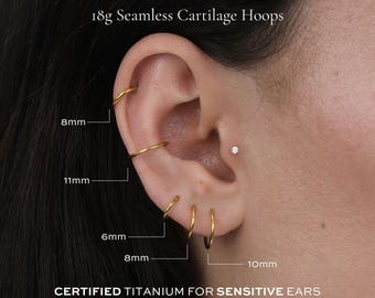 18g Seamless Cartilage Piercing Hoop | Certified ASTM F136 Titanium | Hypoallergenic, Waterproof, Nickel Free