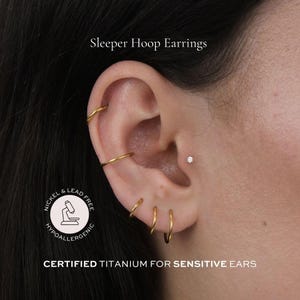 Titanium Sleeper Hoop Earrings | 18g | Thin Seamless Hoops | Waterproof & Tarnish Free Earrings | 1 Pair