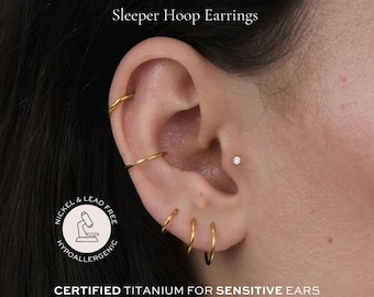 Titanium Sleeper Hoop Earrings | 18g | Thin Seamless Hoops | Waterproof & Tarnish Free Earrings | 1 Pair