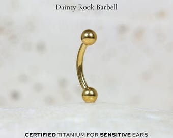 Dainty Rook Barbell | 16g | Certified ASTM F136 Titanium | 6mm, 8mm, 10mm | Hypoallergenic, Waterproof, Nickel Free | Internally Threaded