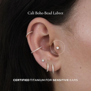 CALI • Boho Bead Threadless Labret | 16g | Certified ASTM F136 Titanium | Hypoallergenic, Waterproof, Nickel Free