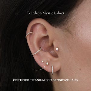 Mystic Labret-Ohrstecker in Tropfenform (gewindelos) | 16 g | ASTM F136 Titan | Implantatqualität, hypoallergen, wasserfest, anlaufgeschützt