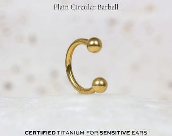 Plain Circular Barbell | 16g | Certified ASTM F136 Titanium | 6mm/8mm/10mm | Hypoallergenic, Waterproof, Nickel Free | Internally Threaded