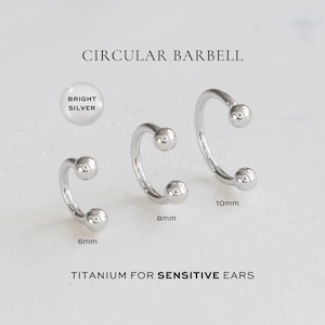 BRIGHT SILVER • Schlichtes Circular Barbell | 16g | Implant Grade ASTM F136 Titan | Hypoallergen Wasserdicht | Saatknospe Helix Daith Muschel | Menge:1