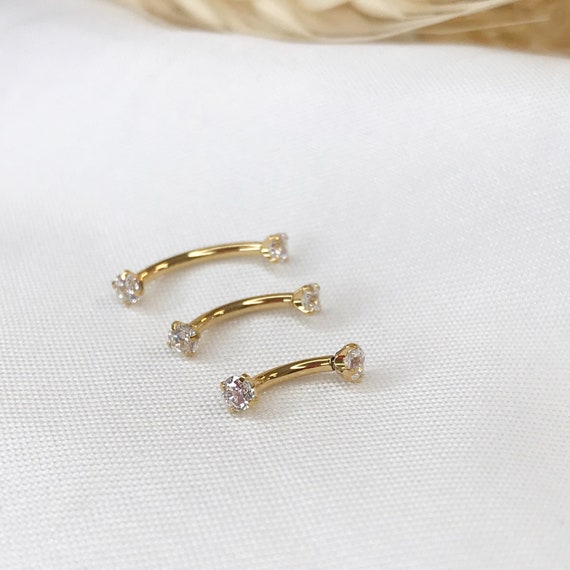 Crystal Curved Barbell 16g Certified ASTM F136 Titanium Hypoallergenic Waterproof Nickel Free Internally Threaded