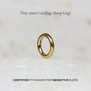 EXTRA TINY 5mm Cartilage Hoop | 16g | Certified Implant Grade Titanium | Rook, Tragus, Helix | | Hypoallergenic, Waterproof, Nickel Free