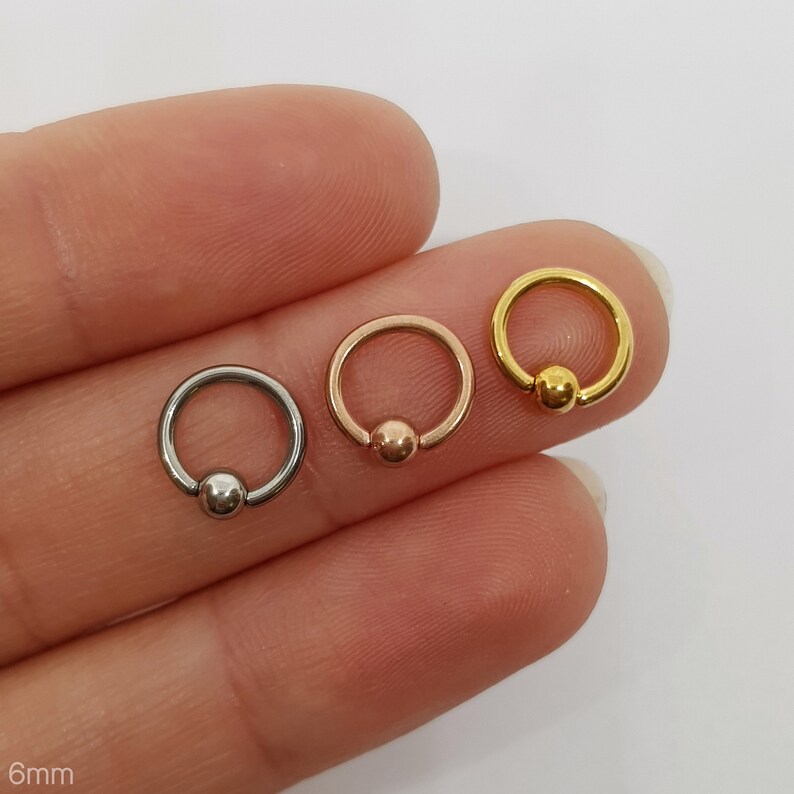 16g Captive Bead Ring Septum Hoop TragusHelixCartilageLip | Etsy