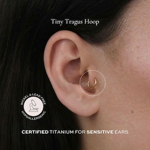 Anello per piercing al trago da 6 mm / 16g / Titanio certificato ASTM F136 / Ipoallergenico, impermeabile, senza nichel