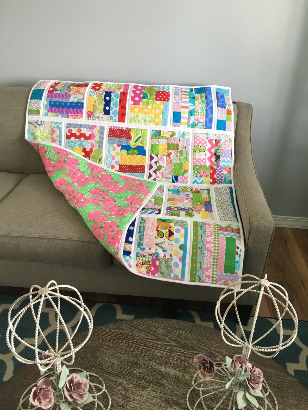 Baby Quilt Cotton Quilt Crib Bedding Girl Toddler Quilt Mat Etsy