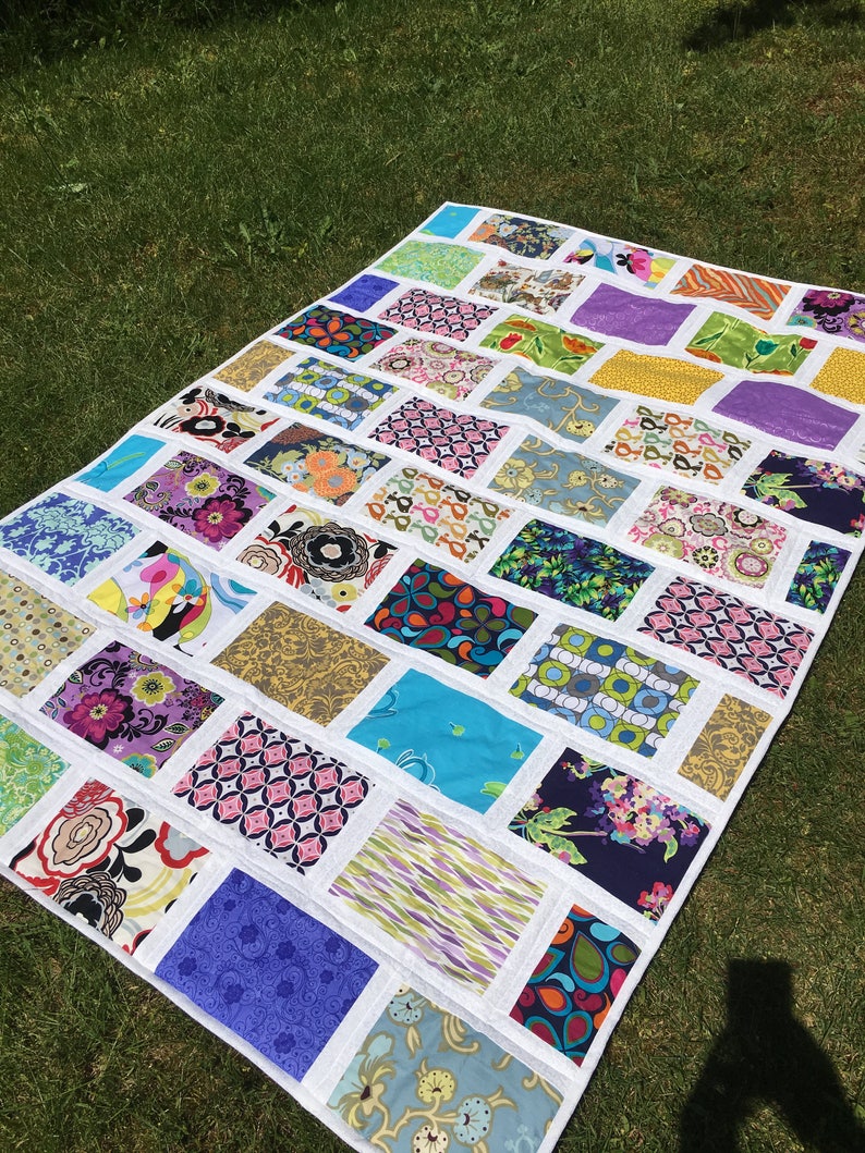 READY TO SHIP Patchwork quilt, hand made, Classic quilt , twin size ,cotton blanket ,53 x 77 inch image 1