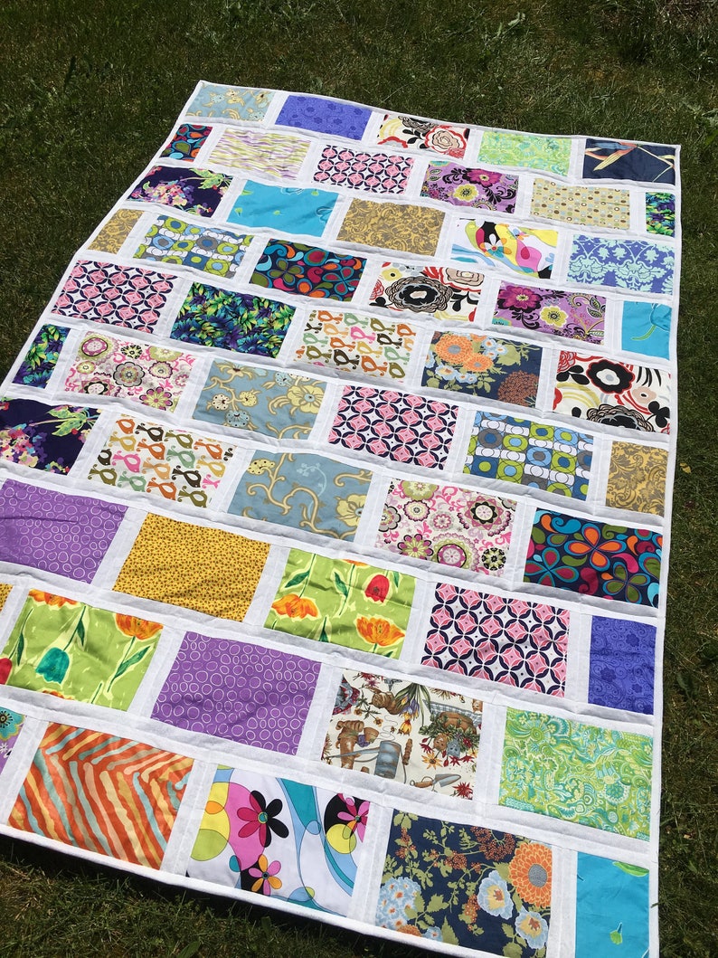 READY TO SHIP Patchwork quilt, hand made, Classic quilt , twin size ,cotton blanket ,53 x 77 inch image 4