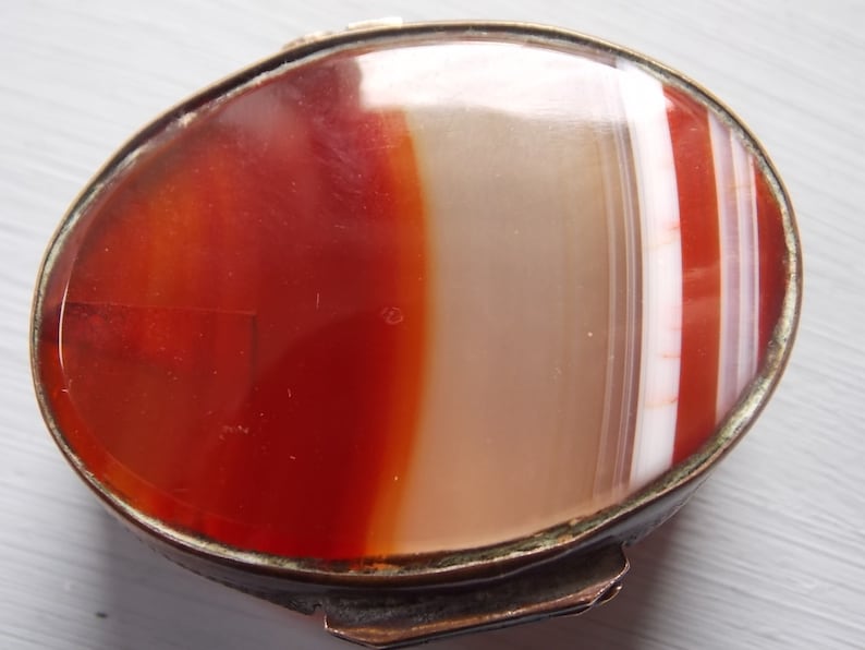 Vintage Victorian Antique Striped Agate Jewellery Box image 1