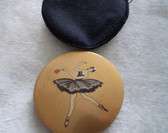 Vintage Stratton Ballerina Enamel Compact   GORGEOUS