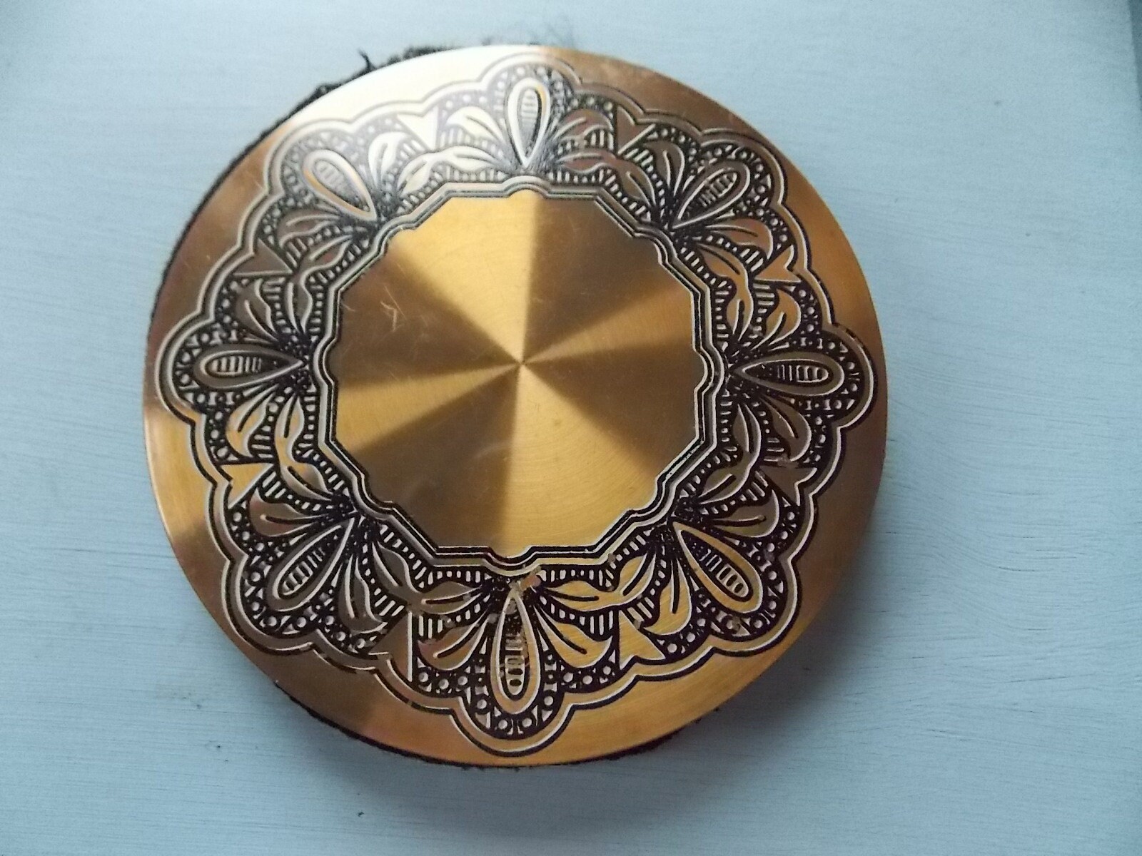 Vintage Black White Painted Enamel BIG Compact