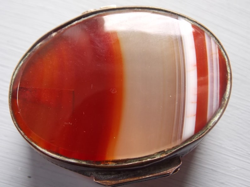 Vintage Victorian Antique Striped Agate Jewellery Box image 6