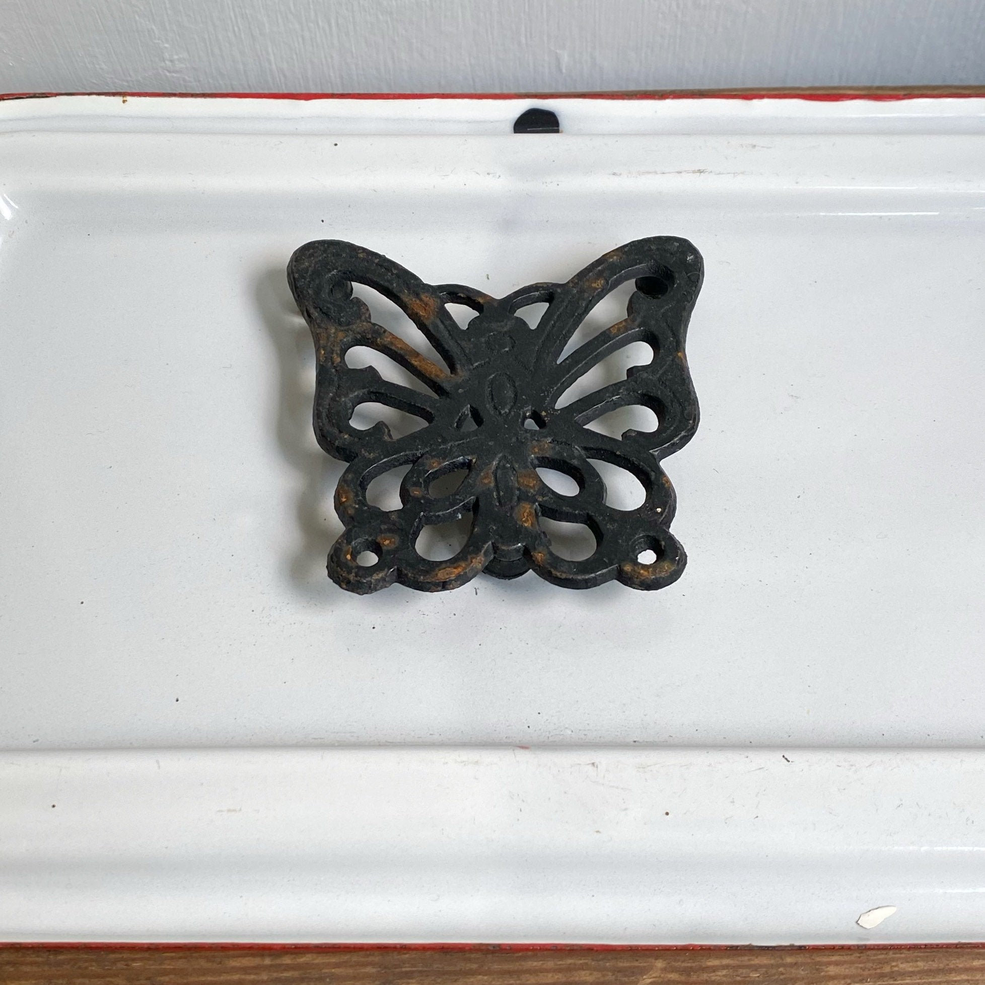 Small Vintage Cast Iron Butterfly Trivet Coaster Rubber Etsy
