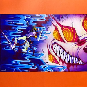 Aki & Kon  11x17” satin/holographic art print