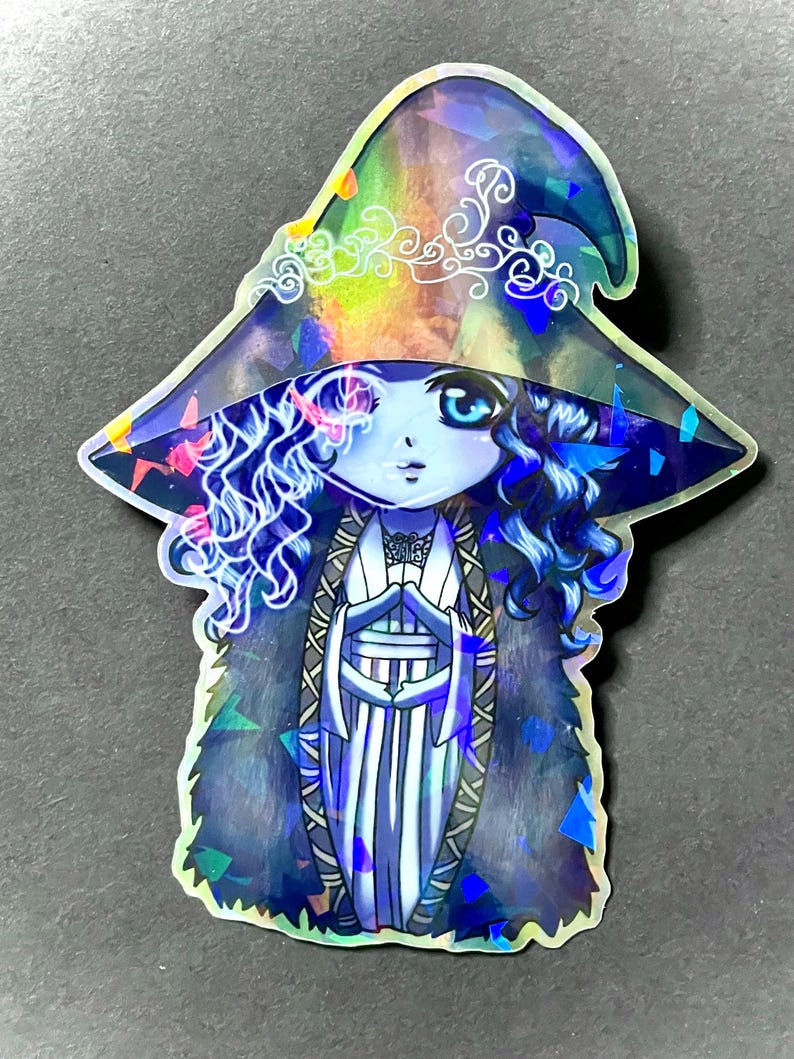 Ranni Window Sticker Elden Chibi - Ranni the Witch 4” Cracked Ice Holographic Vinyl Sticker ...