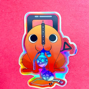 Mischievous Pochita 3” Holographic Vinyl Sticker