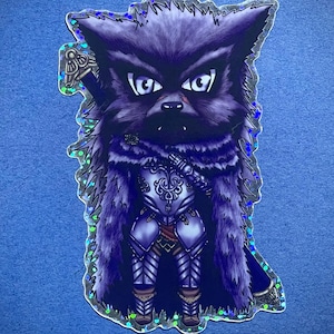 Elden Chibi Blaidd the Half-Wolf 4&quot;Glitter Vinyl-Aufkleber