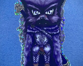 Elden Chibi Blaidd the Half-Wolf 4” Glitter vinyl  sticker