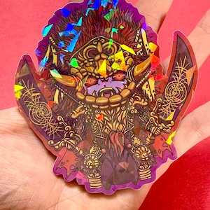 Elden Chibi General Radahn 4” Cracked Ice holographic sticker